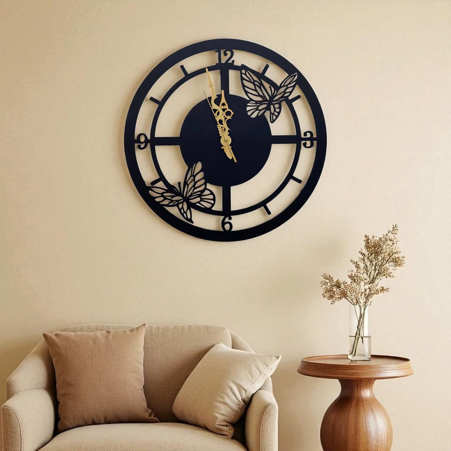 Butterfly Metal Wall Clock with LED Light – Stylish Decorative Wall Art for Home & Office