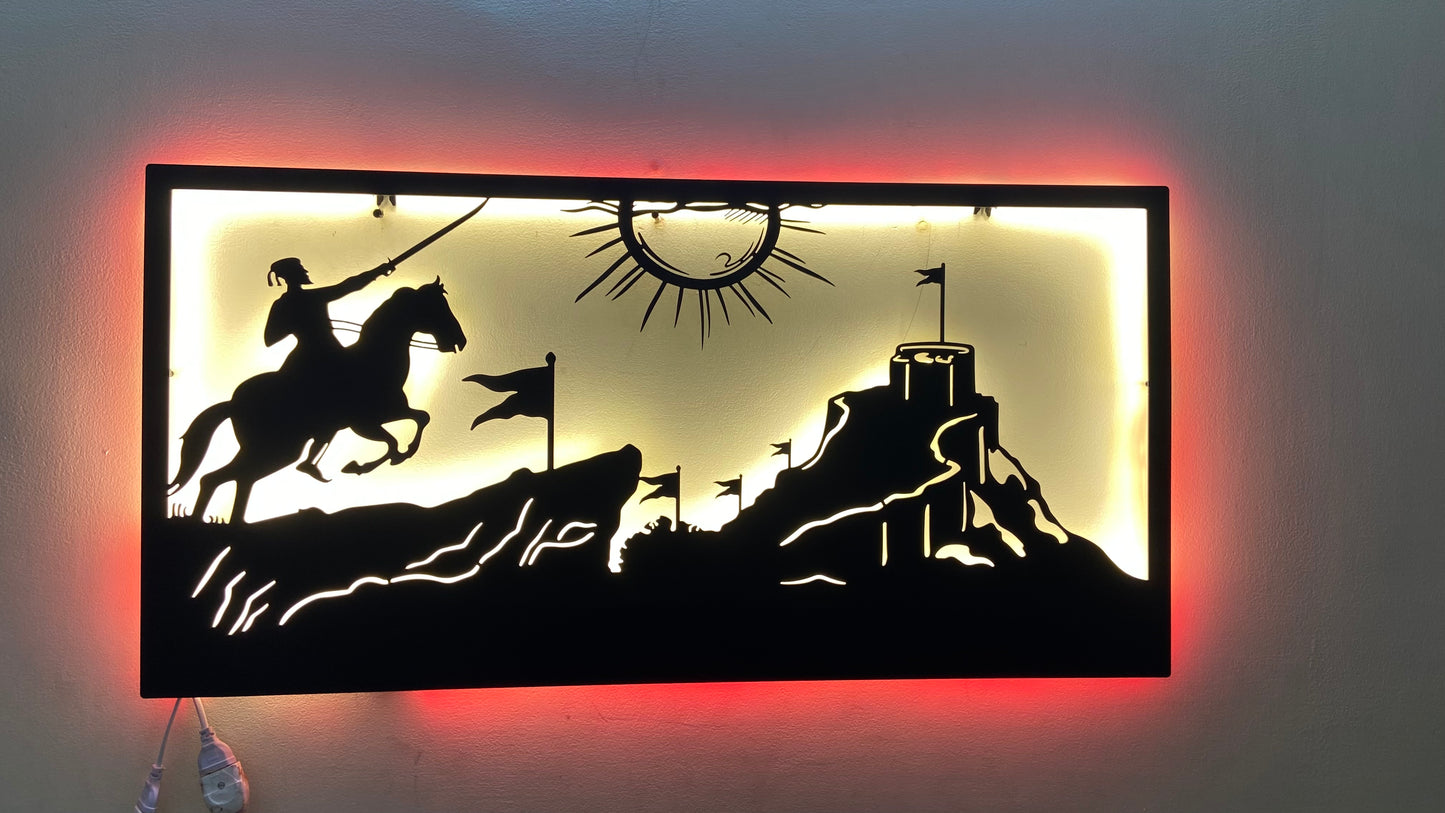 Chhatrapati Shivaji Maharaj Fort Metal Wall Art with LED Light