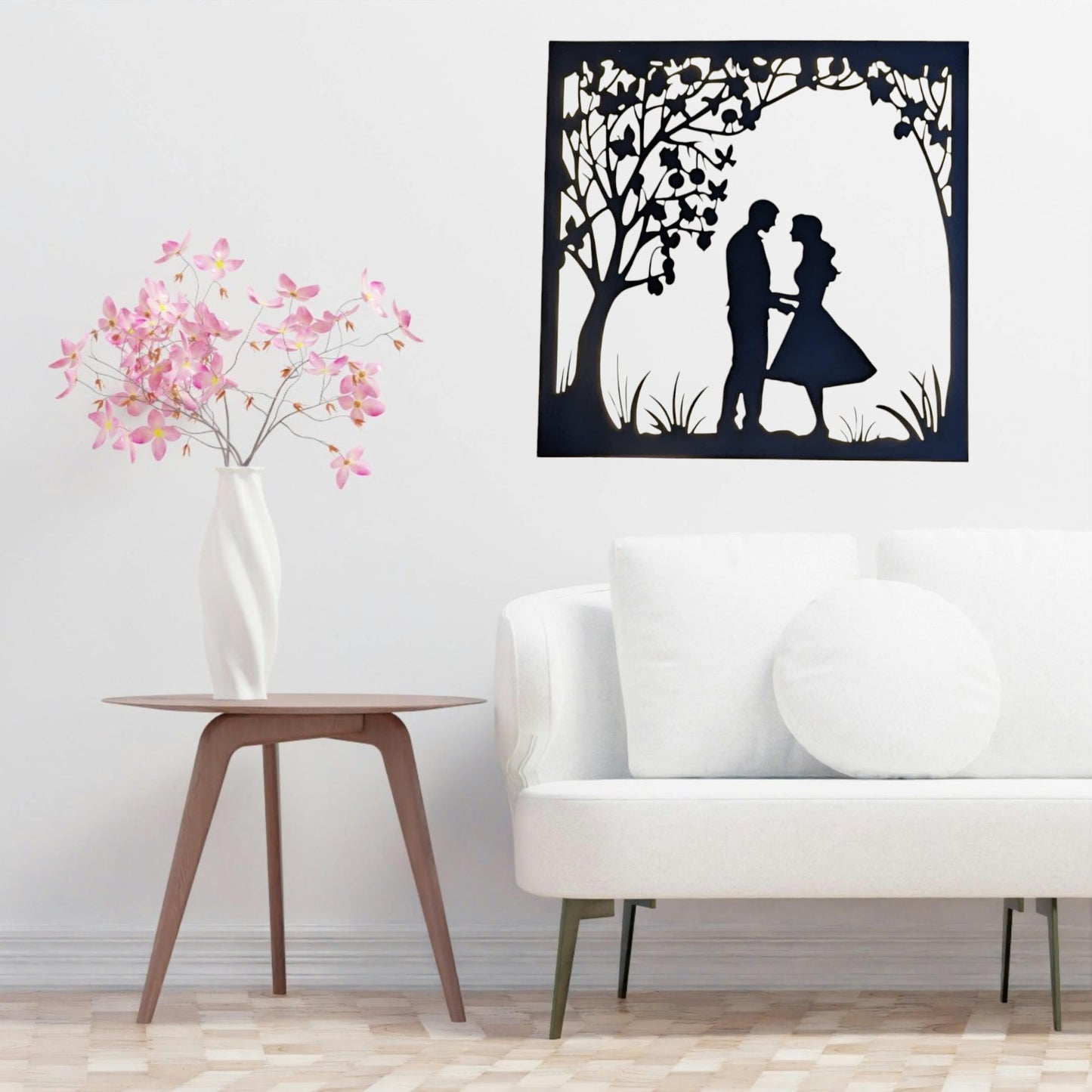 Couple Love Metal Art With LED Light Frame
