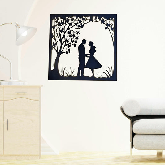 Couple Love Metal Art With LED Light Frame.