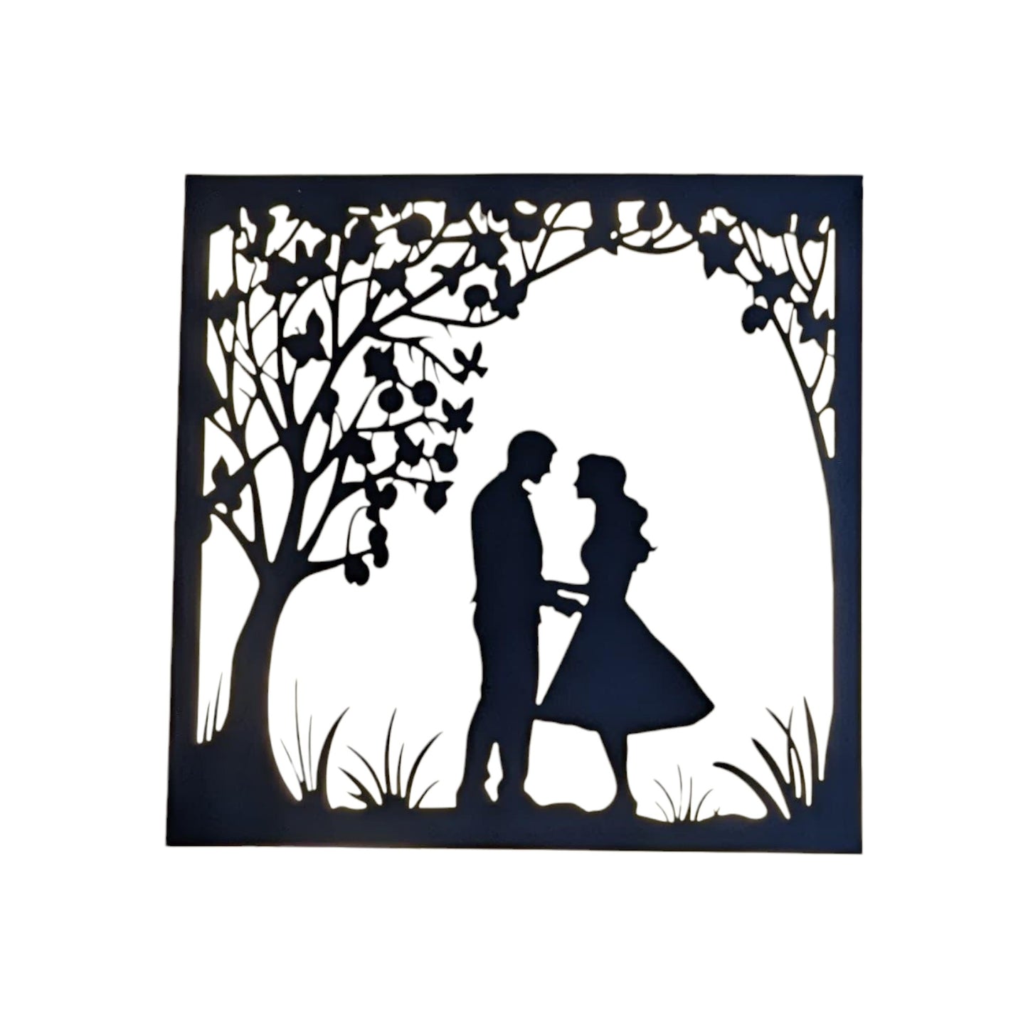 Couple Love Metal Art With LED Light Frame