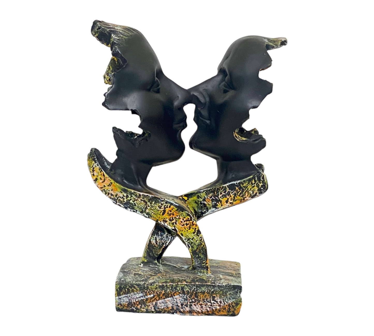 Half Face Couple Kissing Statue