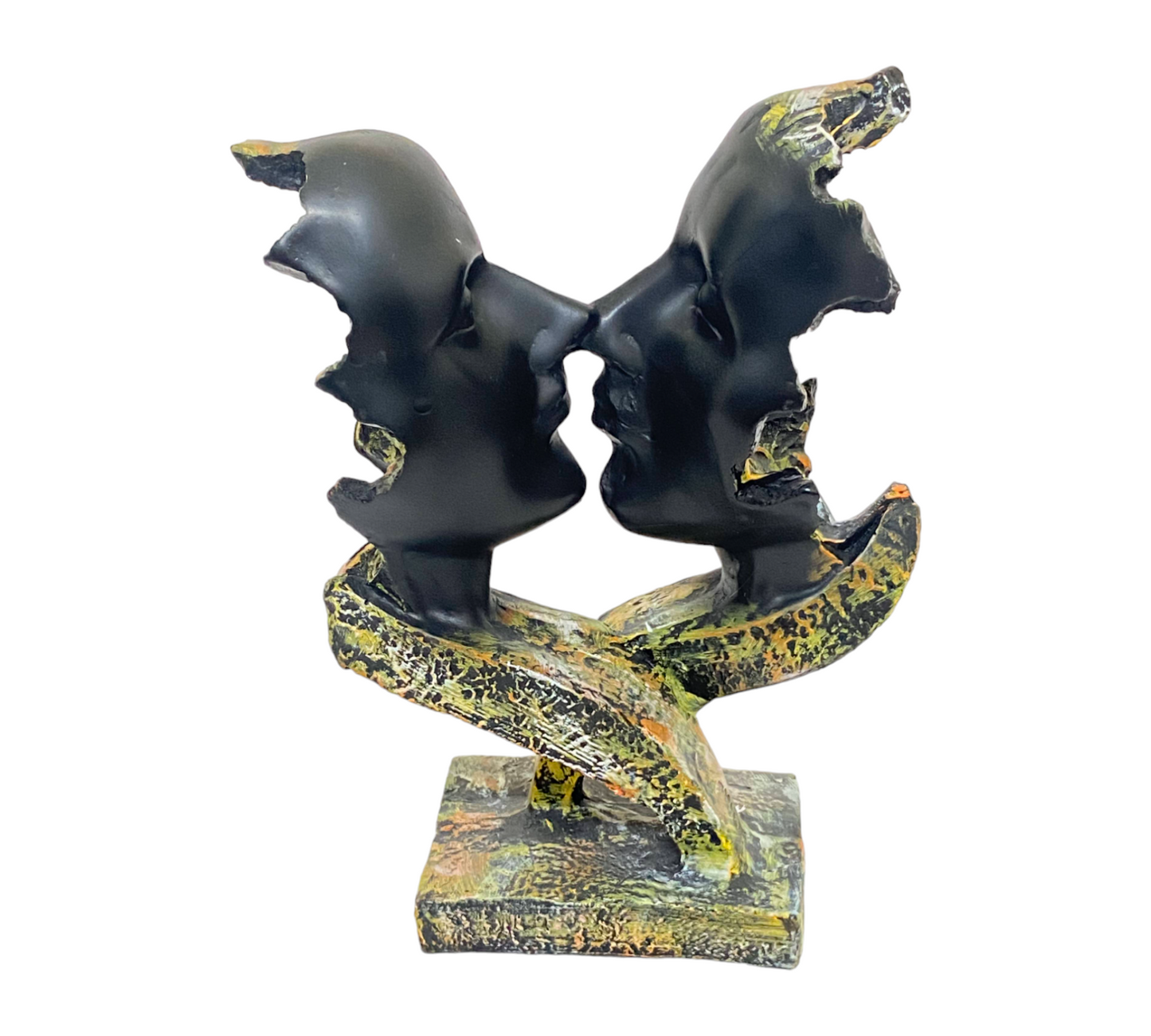 Half Face Couple Kissing Statue
