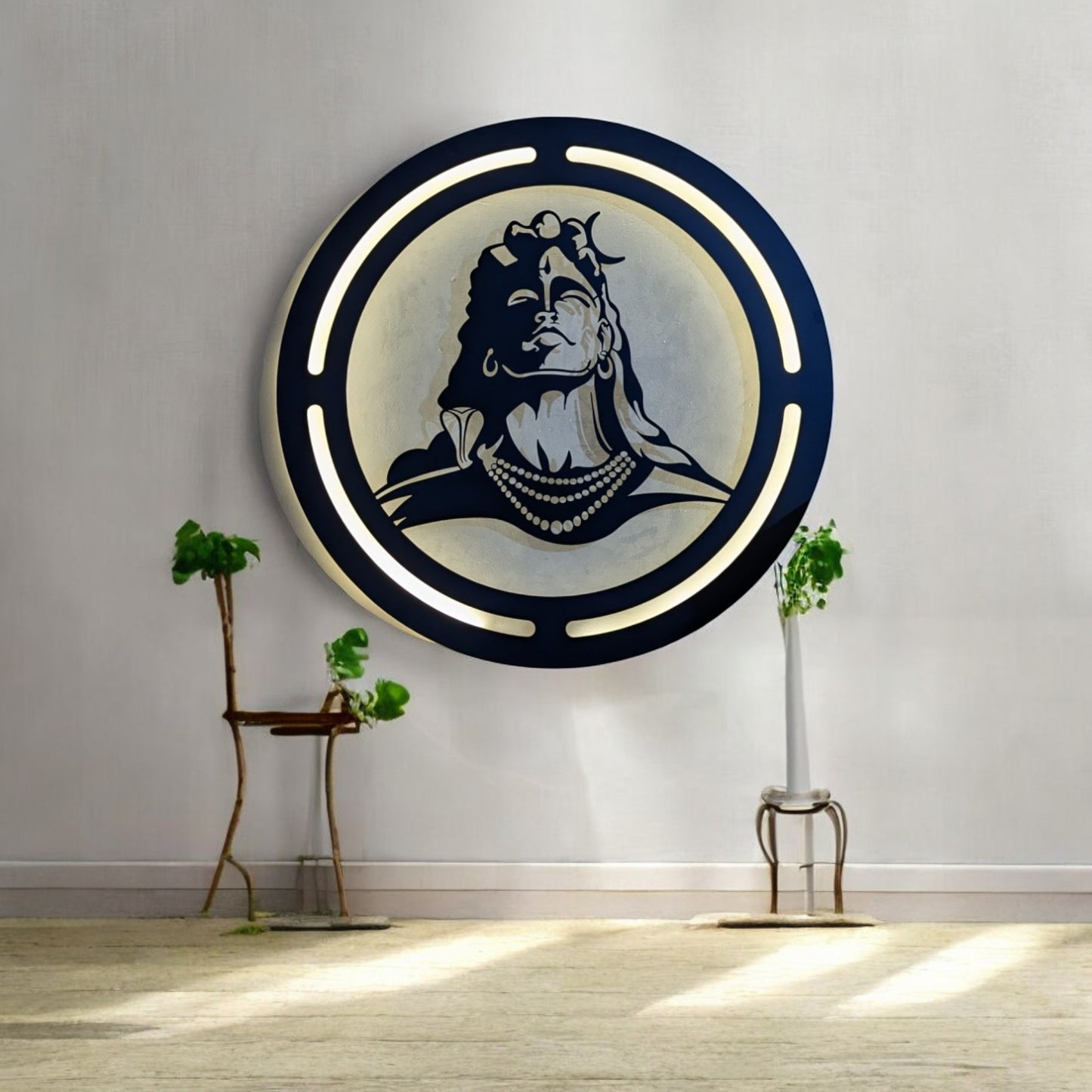 Adiyogi Metal Art With LED Light Frame
