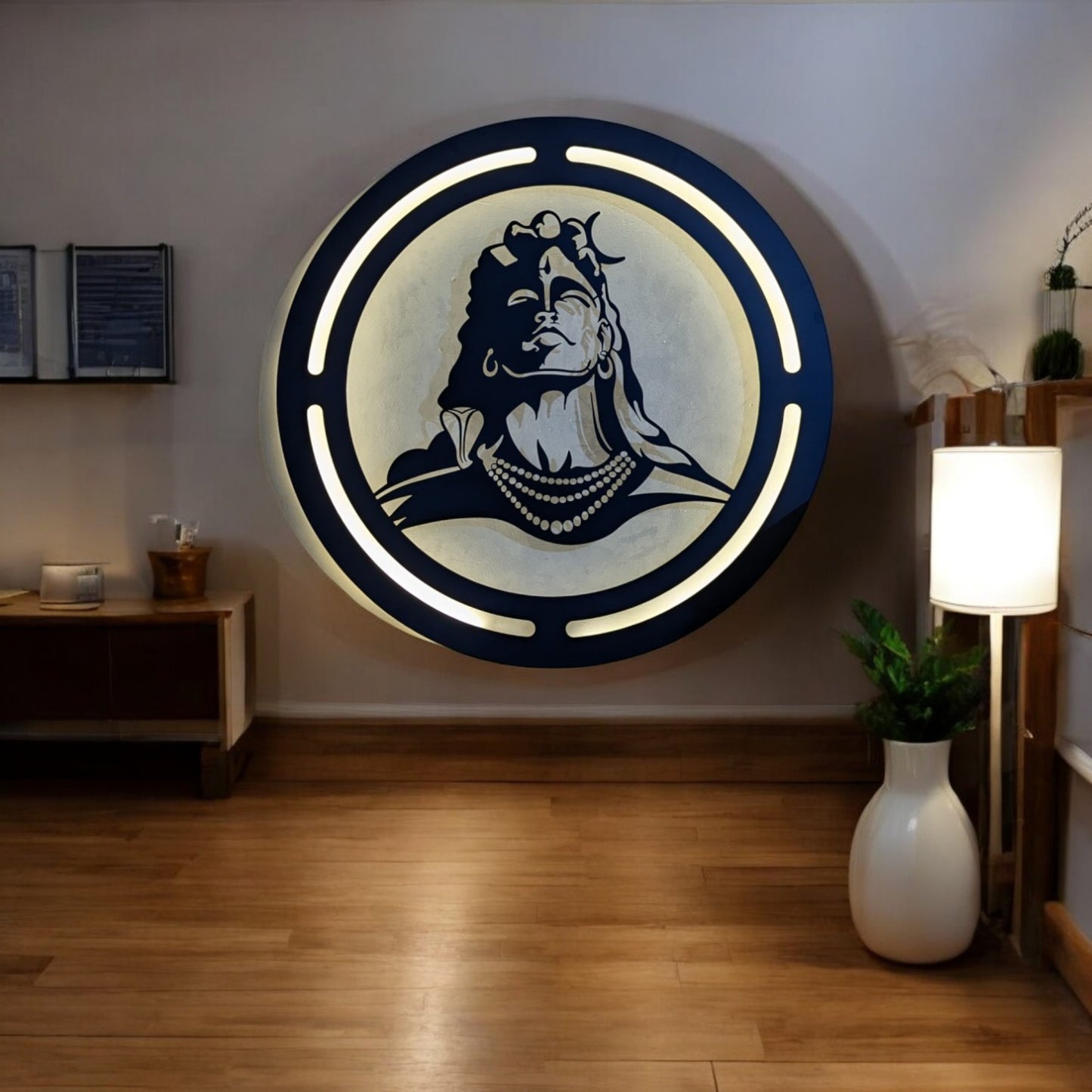 Adiyogi Metal Art With LED Light Frame