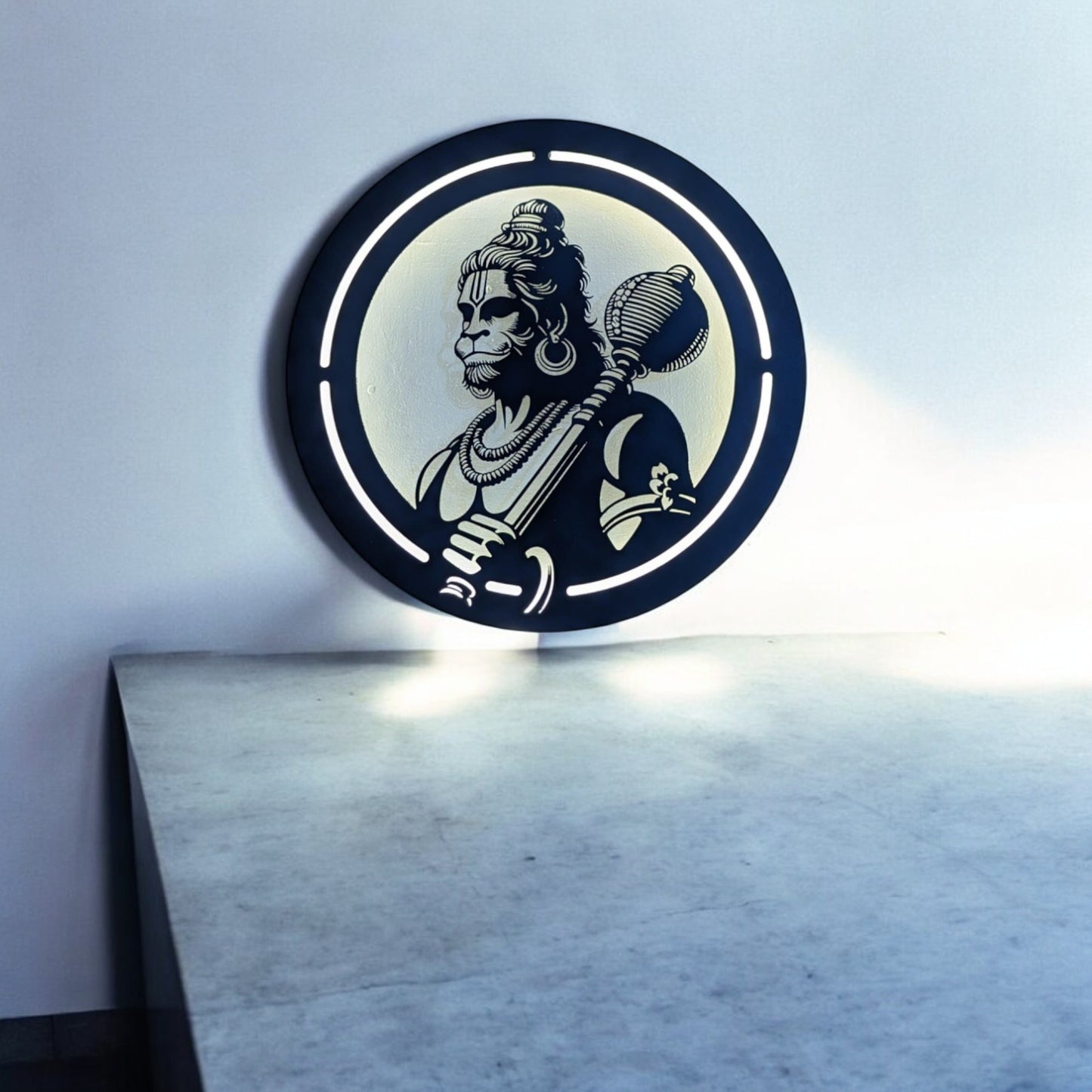 Lord Hanuman Metal Art With LED Light Frame