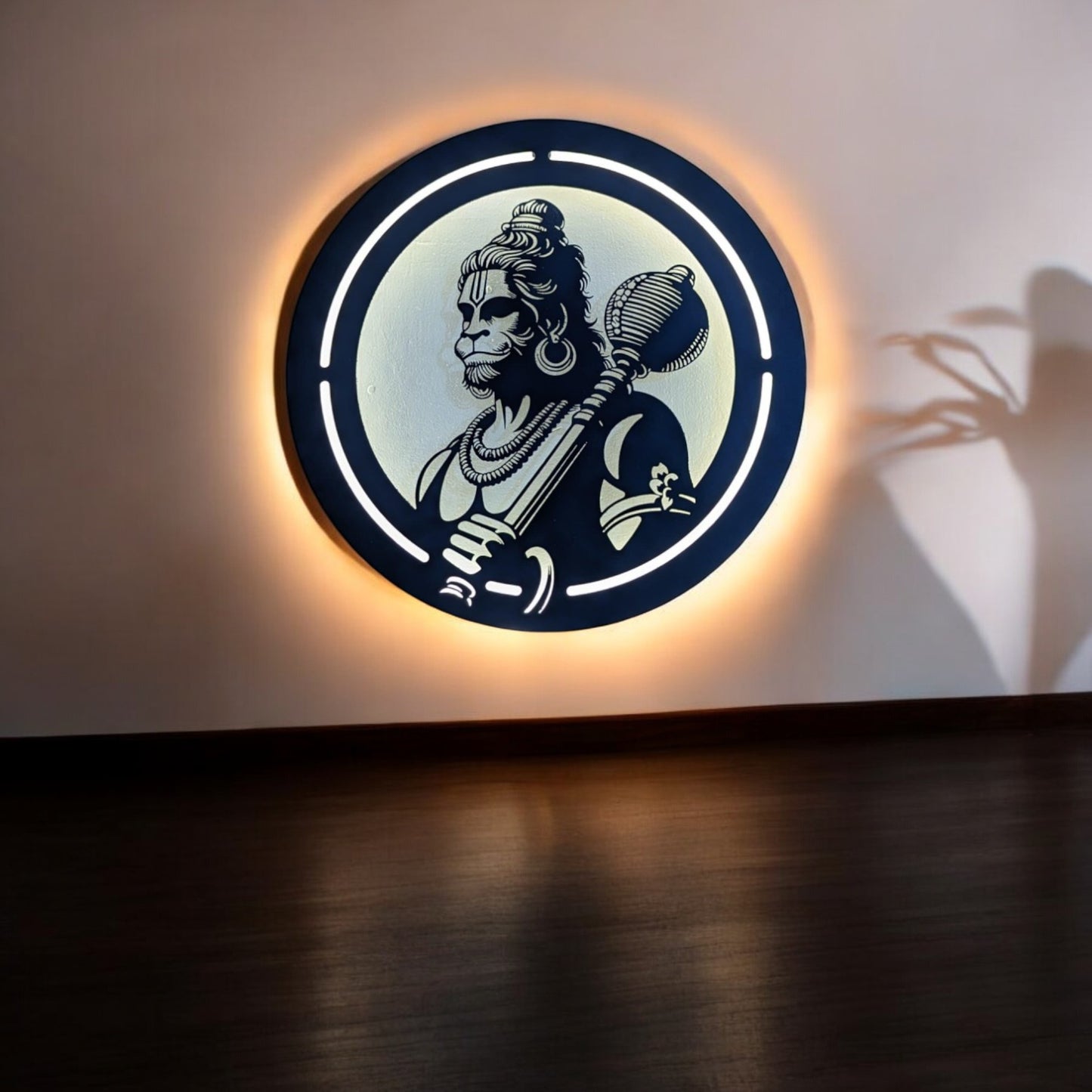 Lord Hanuman Metal Art With LED Light Frame