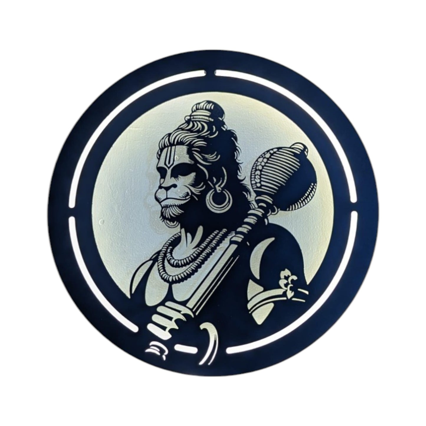 Lord Hanuman Metal Art With LED Light Frame