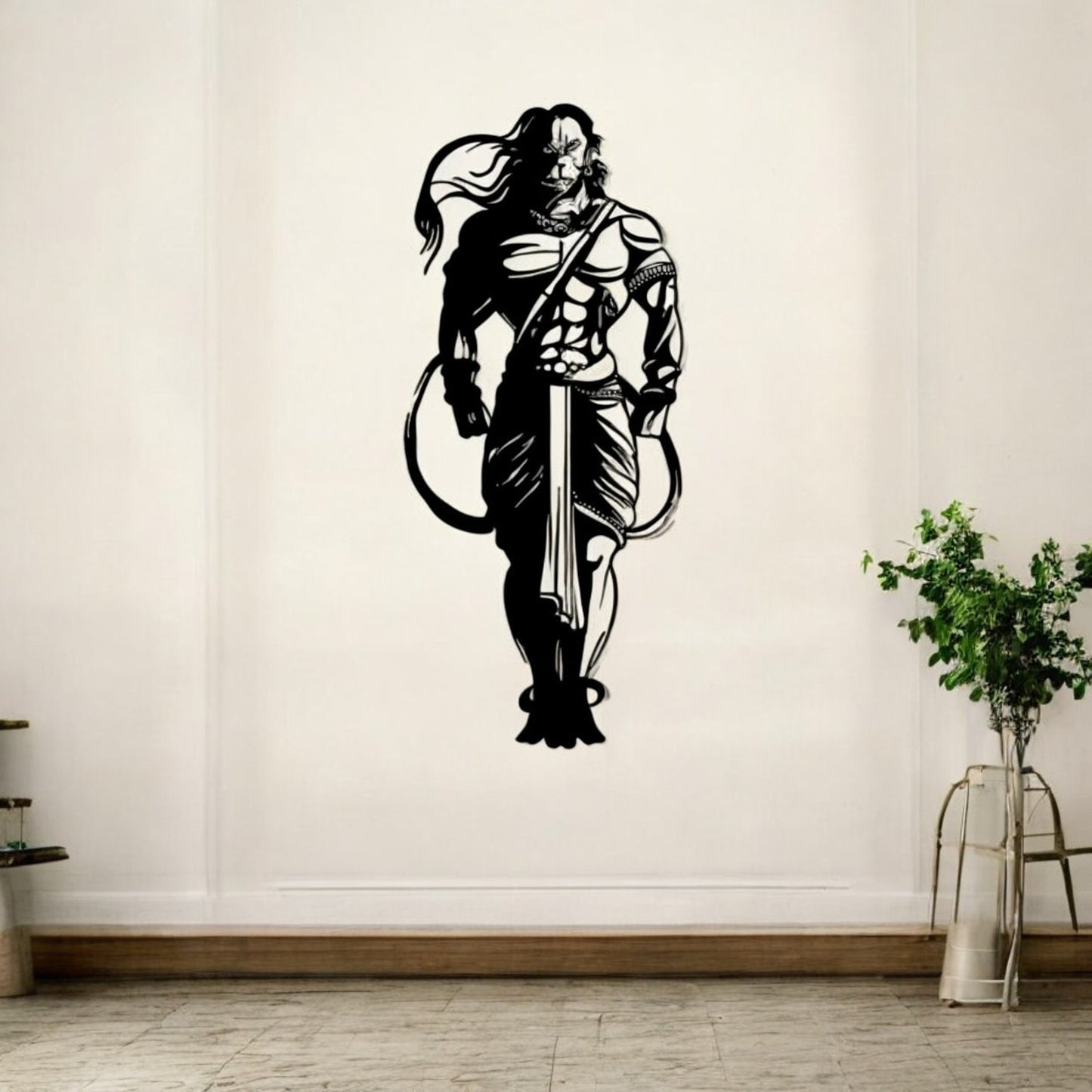 Rudra Hanuman Metal Art With LED Light Frame
