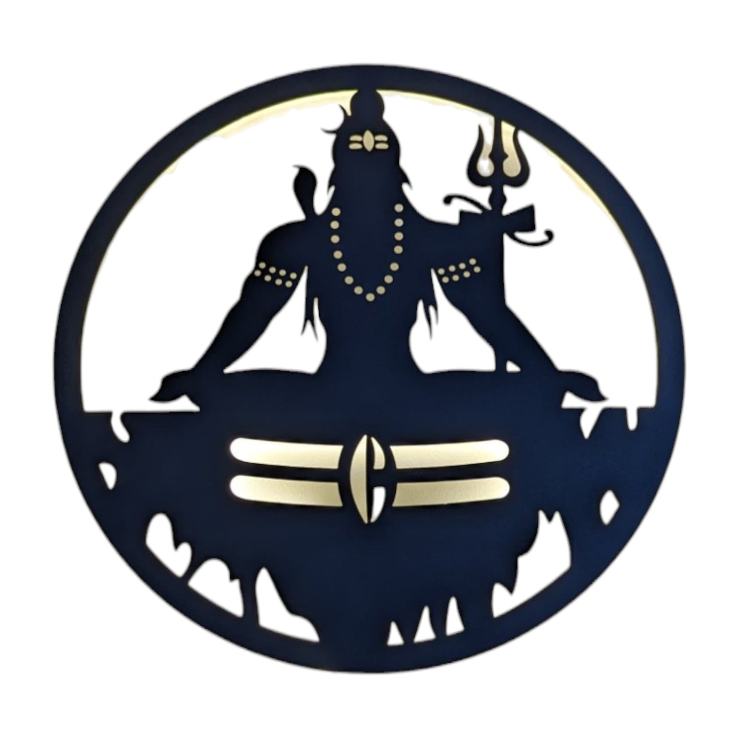 Lord Shiva Dhyan Mudra Metal Art With LED Light Frame