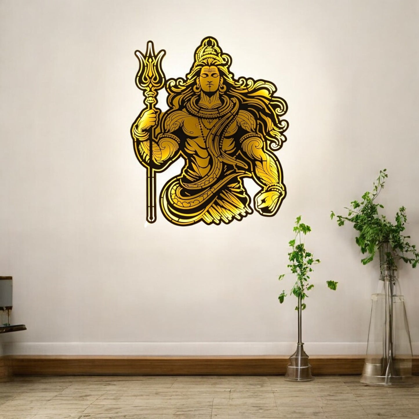 Shiv Shambhu Metal Art With LED Light Frame