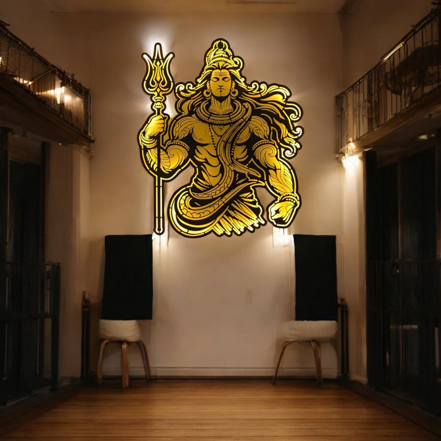 Shiv Shambhu Metal Art With LED Light Frame