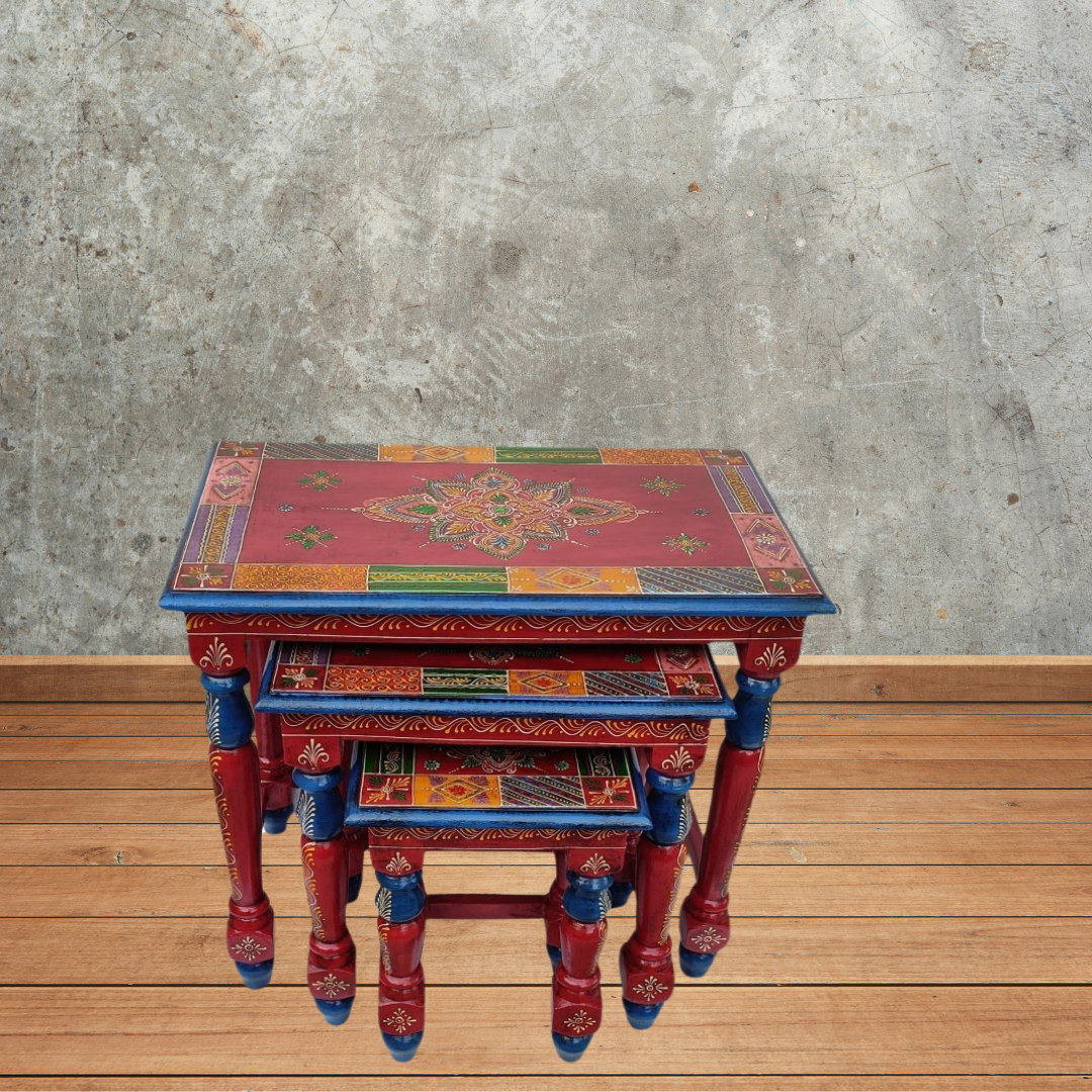 Wooden Dressing Stool Square Leg Set of 3