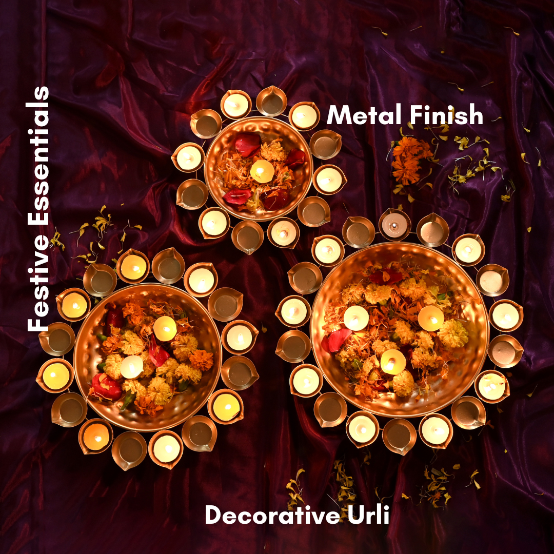 Beautiful Handcrafted Decorative Deepak Urli With Diya Bowl Set of 3