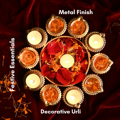 Beautiful Handcrafted Decorative Diya Set Urli Bowl