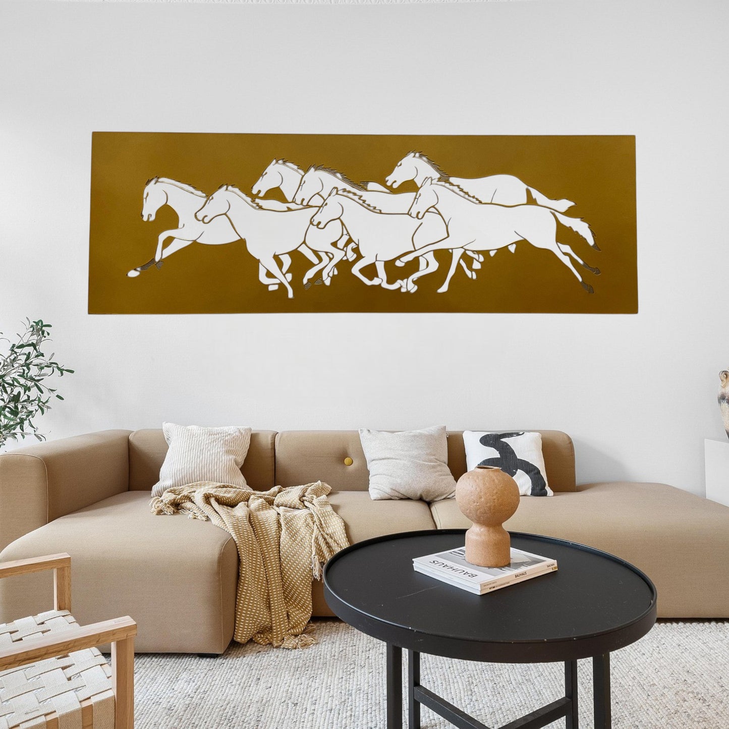 7 Horses Metal Wall Art with LED Light – Vastu Decorative Frame for Positive Energy