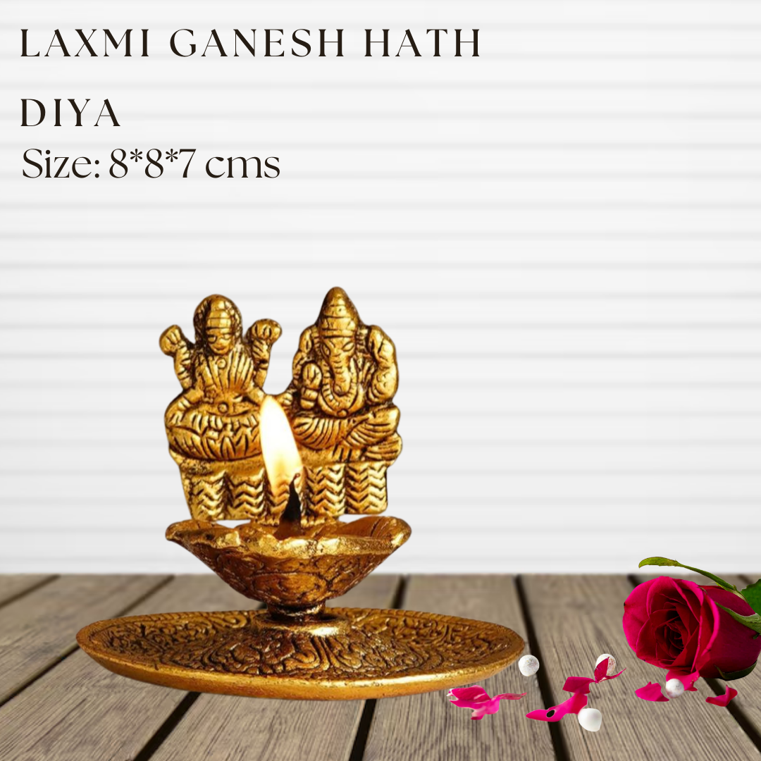 Lord Ganesh And Maa Laxmi With Diya