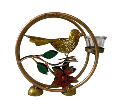 Rajasthani Iron Bird in Ring With T Light Candle Holder