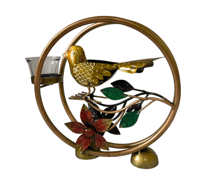 Rajasthani Iron Bird in Ring With T Light Candle Holder