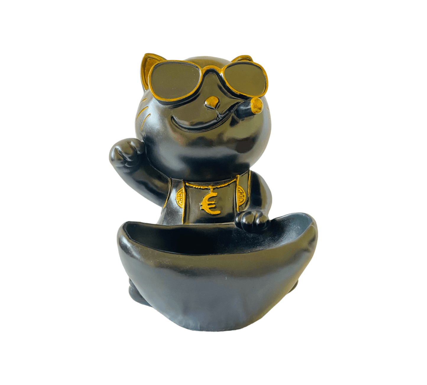 Black Sitting Resin Cat Sculpture