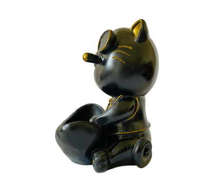 Black Sitting Resin Cat Sculpture