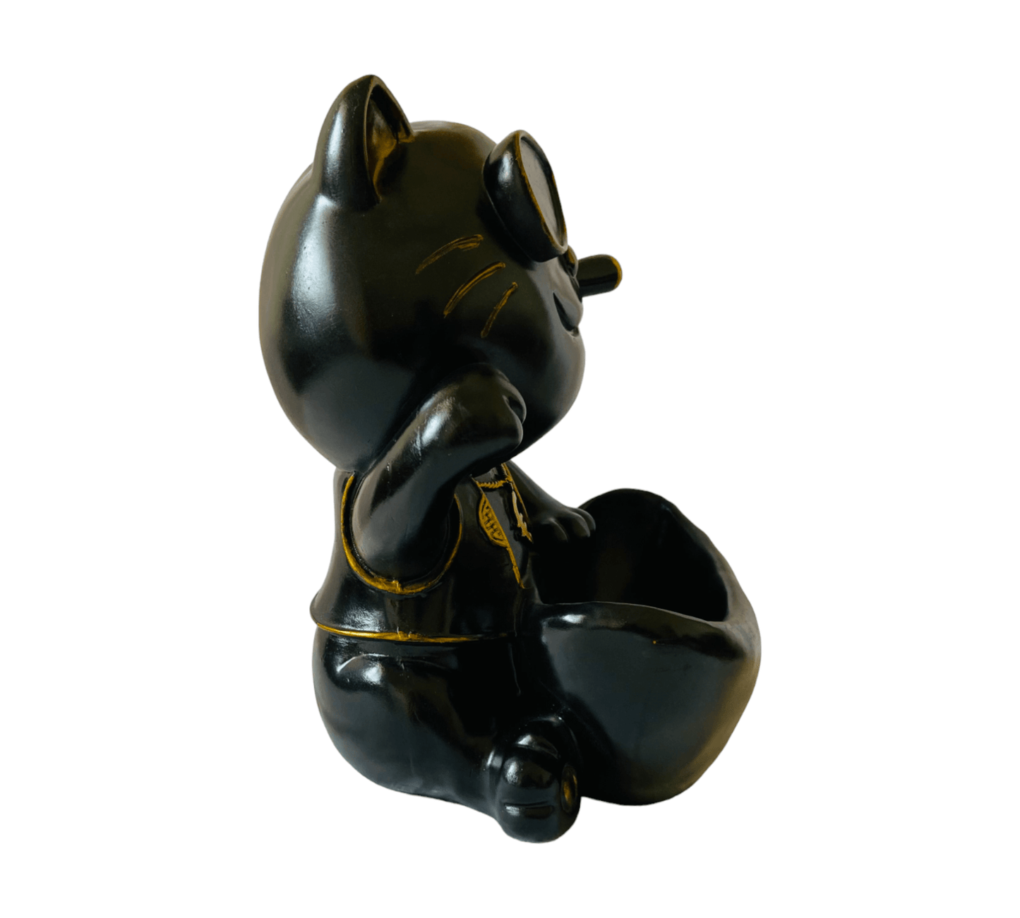 Black Sitting Resin Cat Sculpture