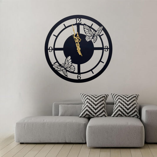 Butterfly Metal Wall Clock with LED Light – Stylish Decorative Wall Art for Home & Office