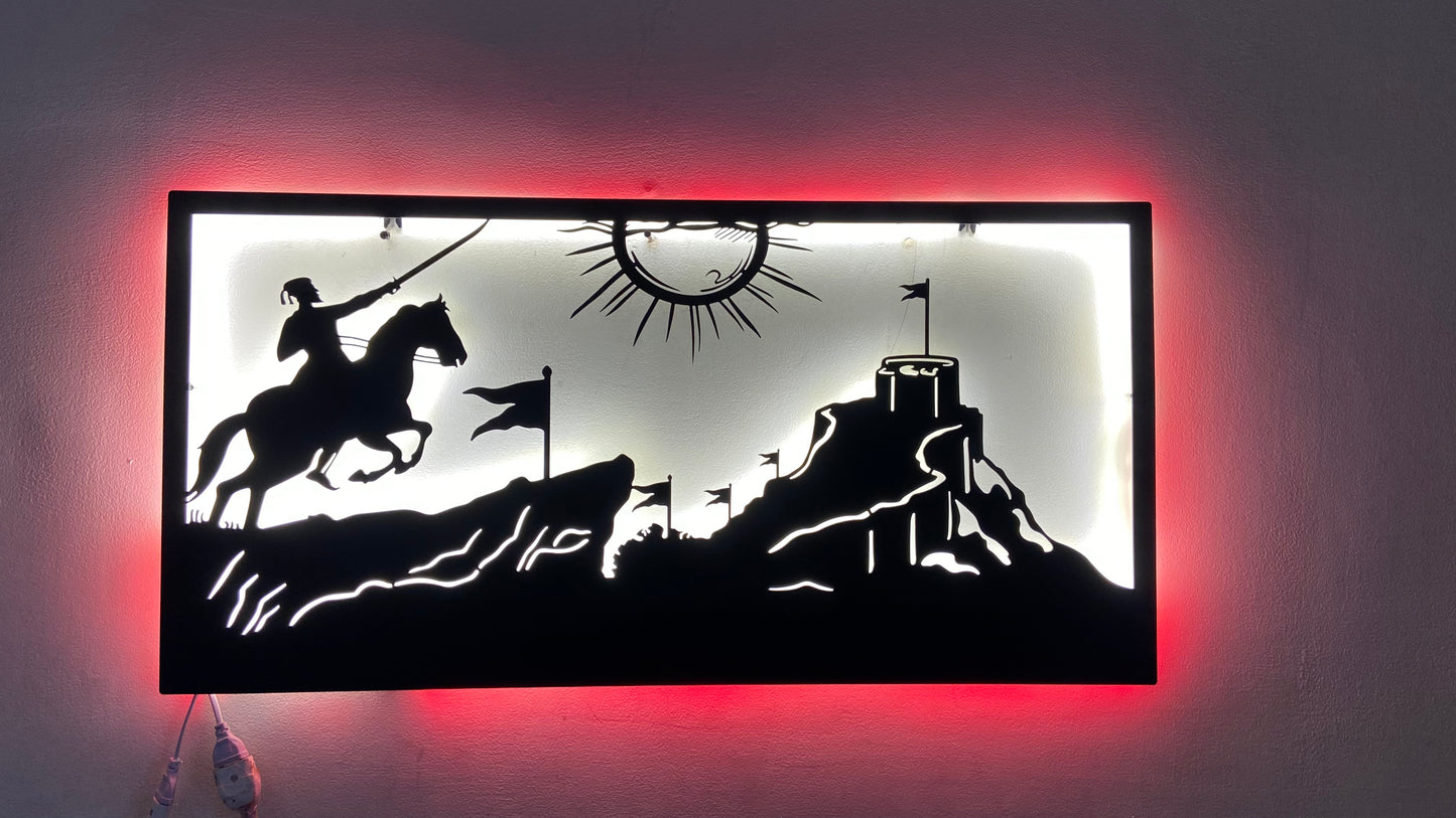 Chhatrapati Shivaji Maharaj Fort Metal Wall Art with LED Light