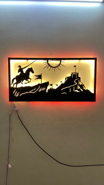 Chhatrapati Shivaji Maharaj Fort Metal Wall Art with LED Light