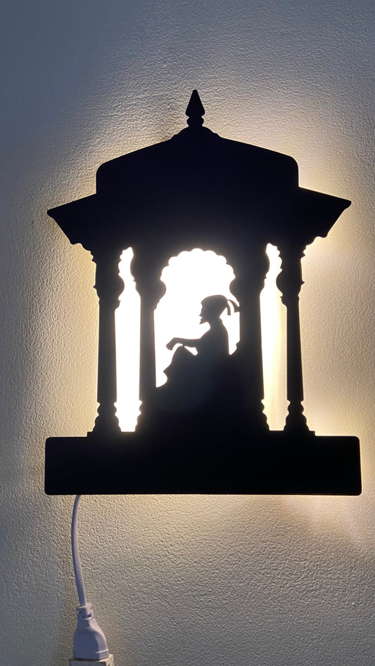 Chhatrapati Shivaji Maharaj Suvarna Sinhasan Metal Wall Art with LED Light