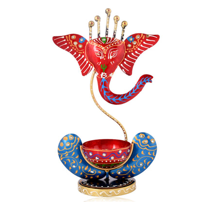 Beautiful Red And Blue Lord Ganesh T-light Candle Holder