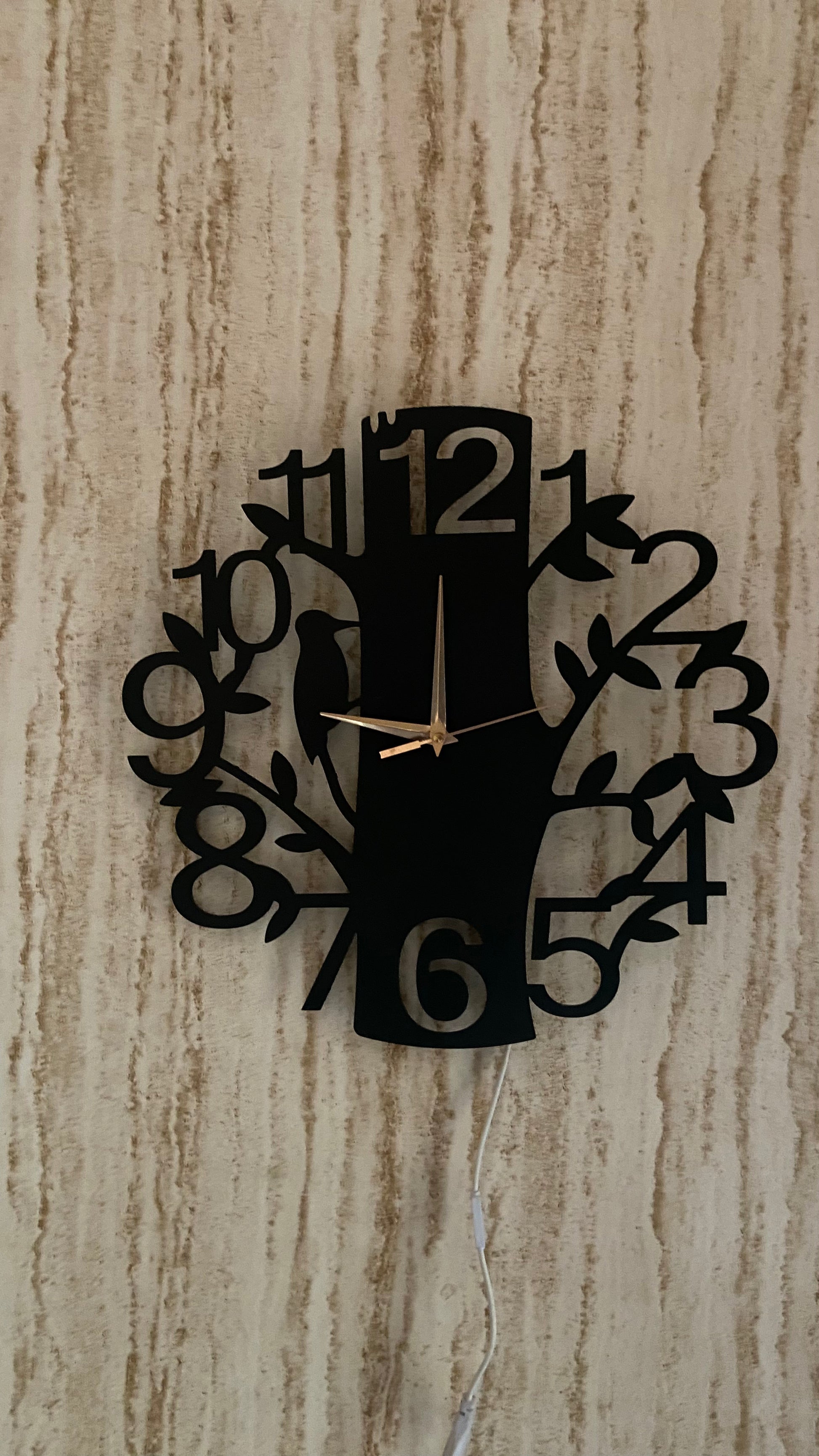 Modern Tree Design Metal Wall Clock with LED Light.