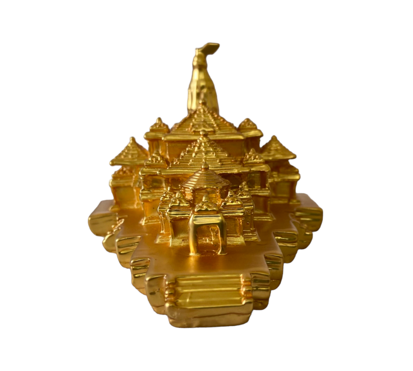 Golden Ayodhya Ram Mandir for Home Pooja Mandir Decor Decorative Showpiece