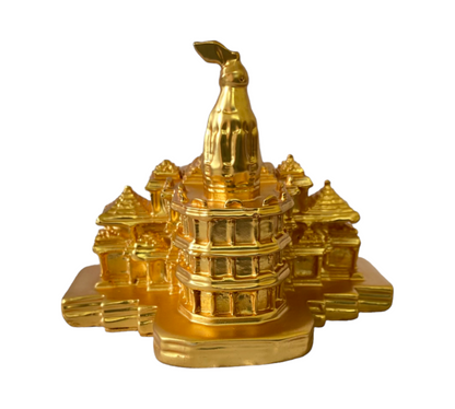 Golden Ayodhya Ram Mandir for Home Pooja Mandir Decor Decorative Showpiece