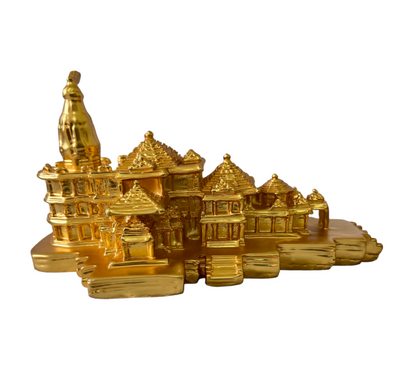 Golden Ayodhya Ram Mandir for Home Pooja Mandir Decor Decorative Showpiece