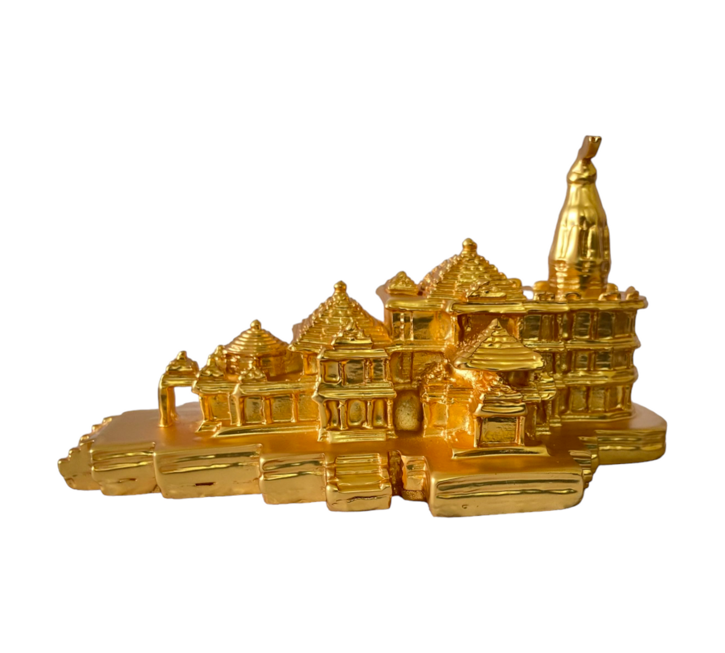 Golden Ayodhya Ram Mandir for Home Pooja Mandir Decor Decorative Showpiece