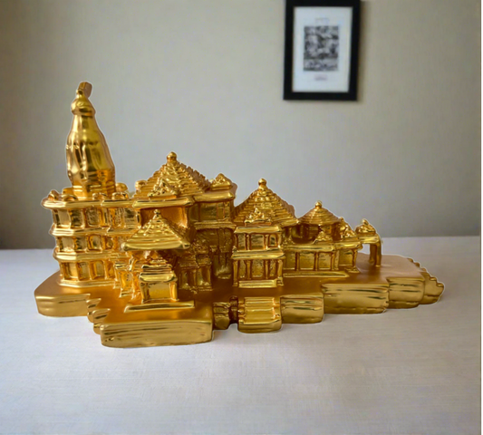 Golden Ayodhya Ram Mandir for Home Pooja Mandir Decor Decorative Showpiece