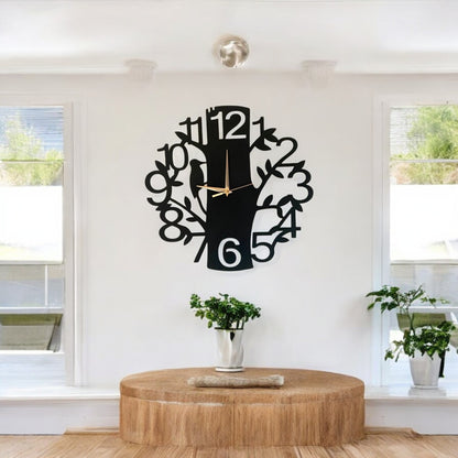 Modern Tree Design Metal Wall Clock with LED Light.