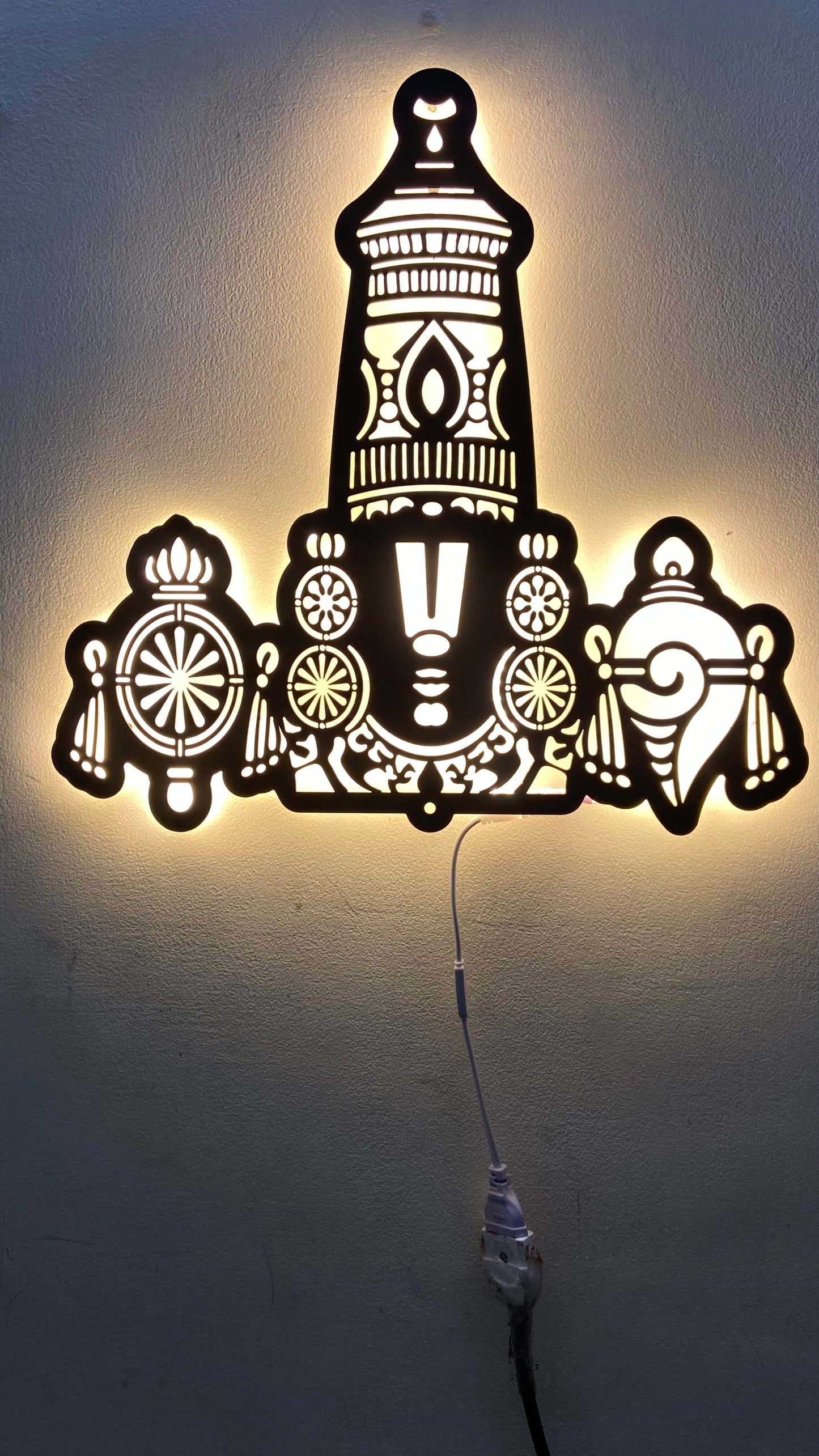Tirupati Balaji Metal Wall Art with LED Lights – Elegant Black Finish | Spiritual Home Decor