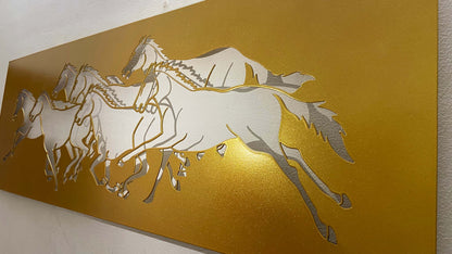 7 Horses Metal Wall Art with LED Light – Vastu Decorative Frame for Positive Energy