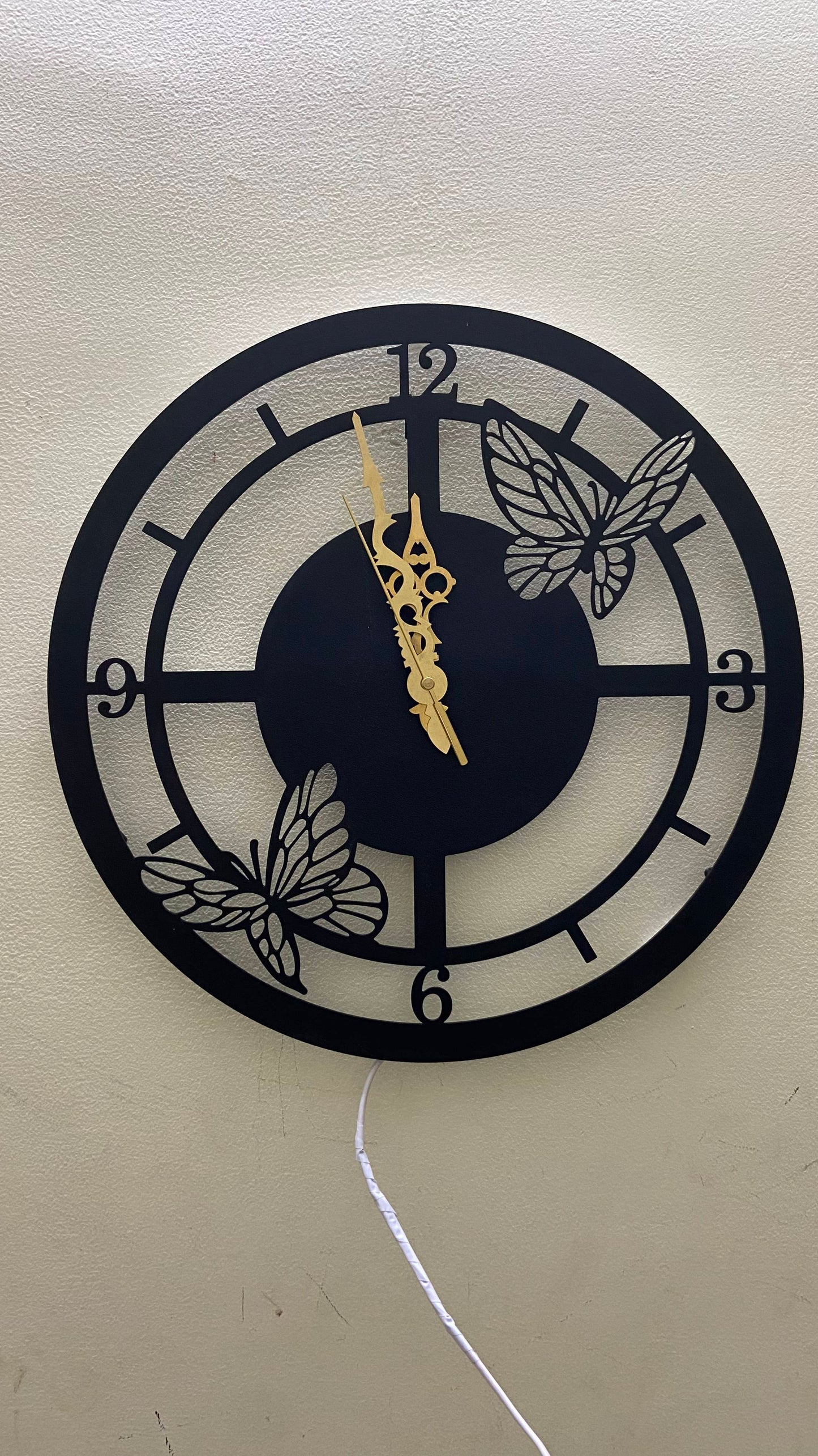 Butterfly Metal Wall Clock with LED Light – Stylish Decorative Wall Art for Home & Office