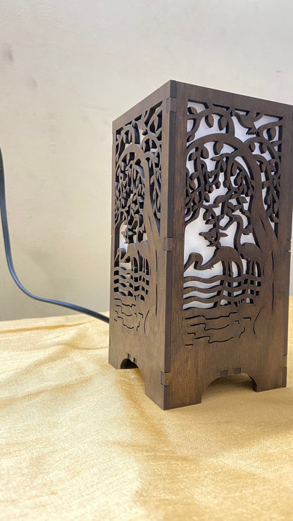 Couple Swan MDF Table Lamp – Romantic Wooden Night Lamp for Bedroom & Living Room Decor
