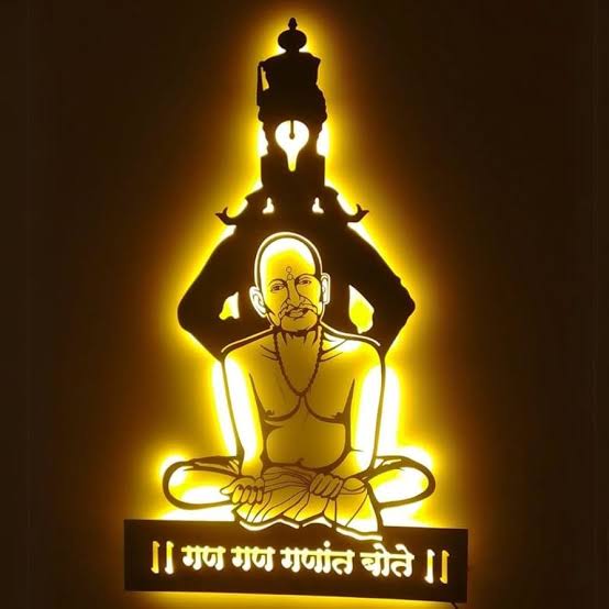 Gajanan Maharaj with Vitthal Metal Wall Art with LED Light | Spiritual Devotional Wall Decor for Home & Mandir