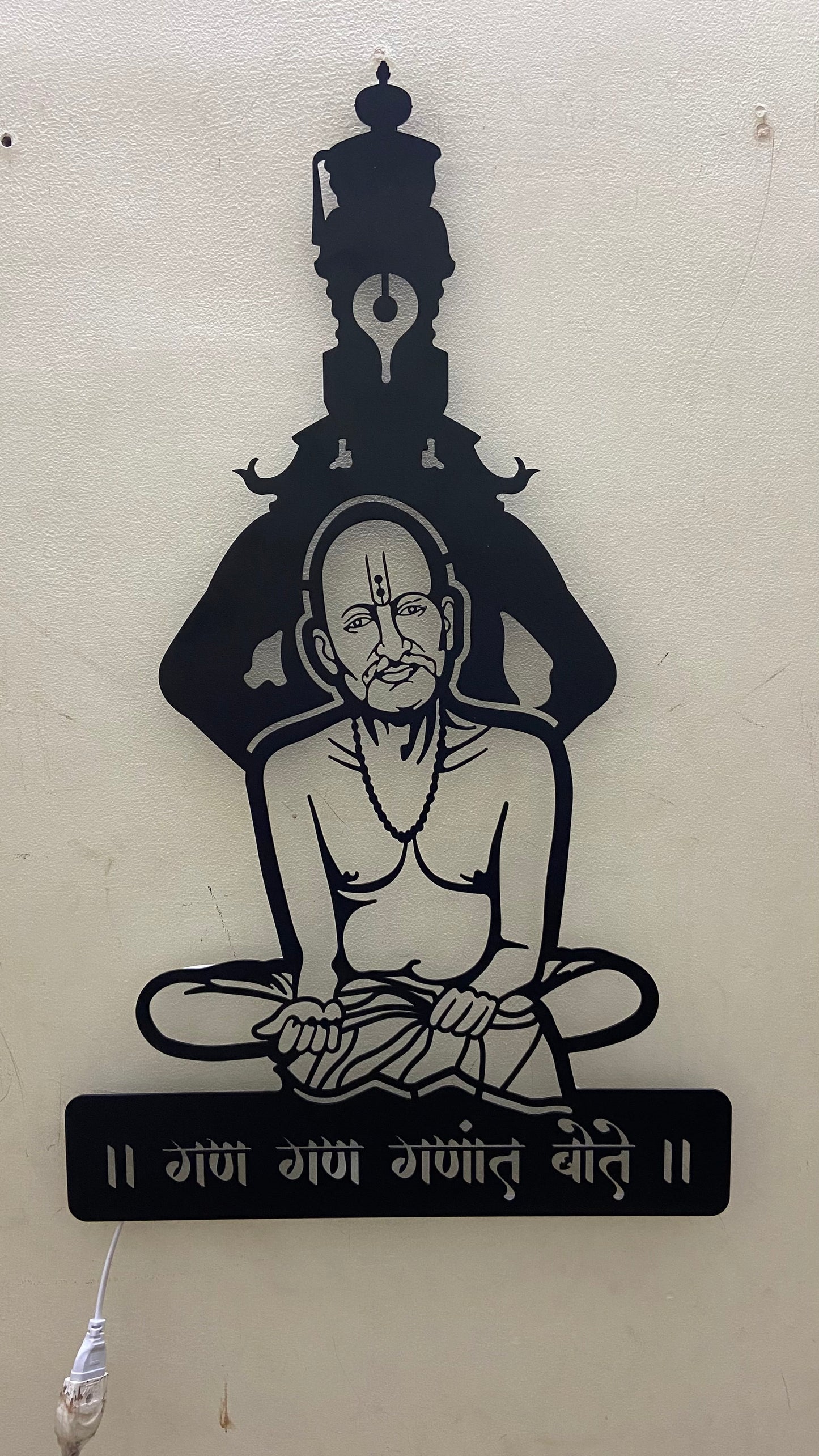 Gajanan Maharaj with Vitthal Metal Wall Art with LED Light | Spiritual Devotional Wall Decor for Home & Mandir