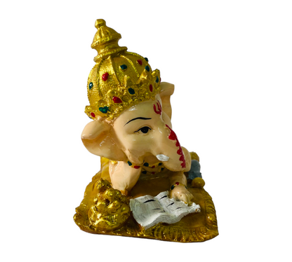 Lord Bal Ganesha Idol Reading Ramayana Figurine Decorative Showpiece