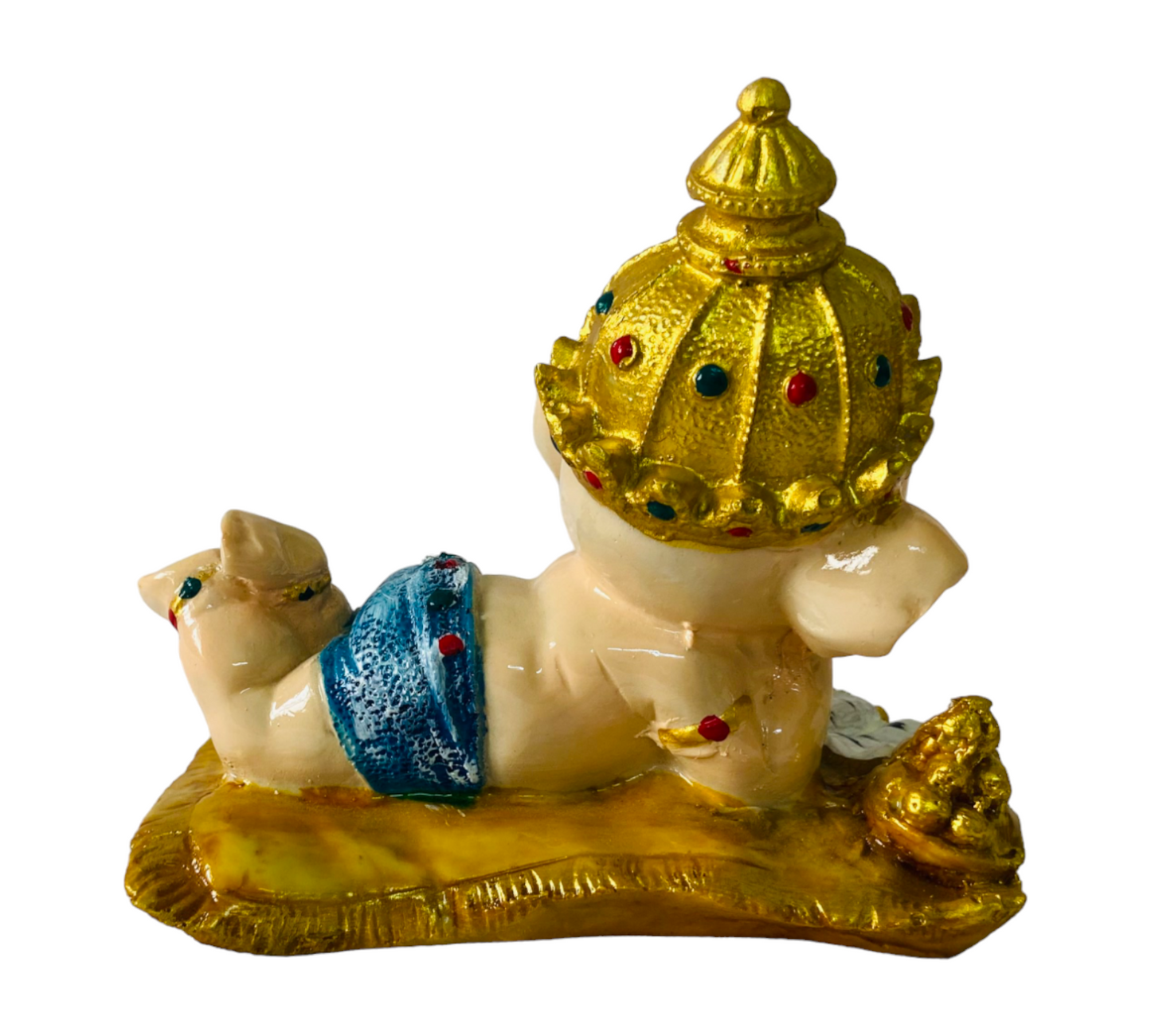 Lord Bal Ganesha Idol Reading Ramayana Figurine Decorative Showpiece