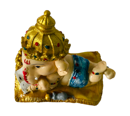 Lord Bal Ganesha Idol Reading Ramayana Figurine Decorative Showpiece