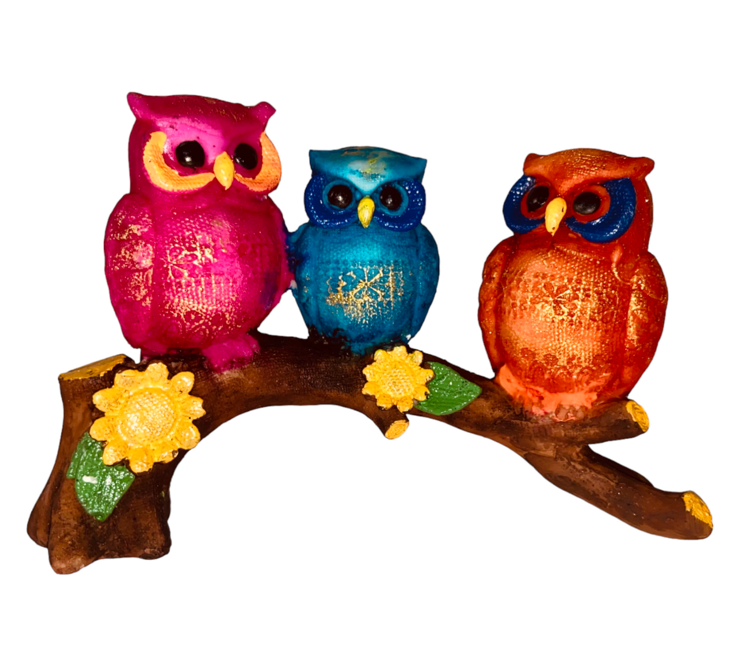 3 Owl Family On Branch