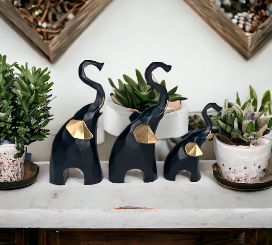 Black Elephant Showpiece Set of 3