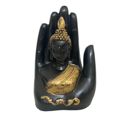 Black Antique Palmbudhha Statue Polyresin